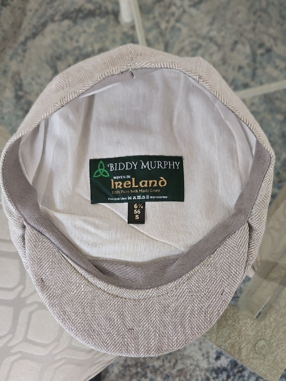 Men's Linen Flat Cap in Light Taupe
